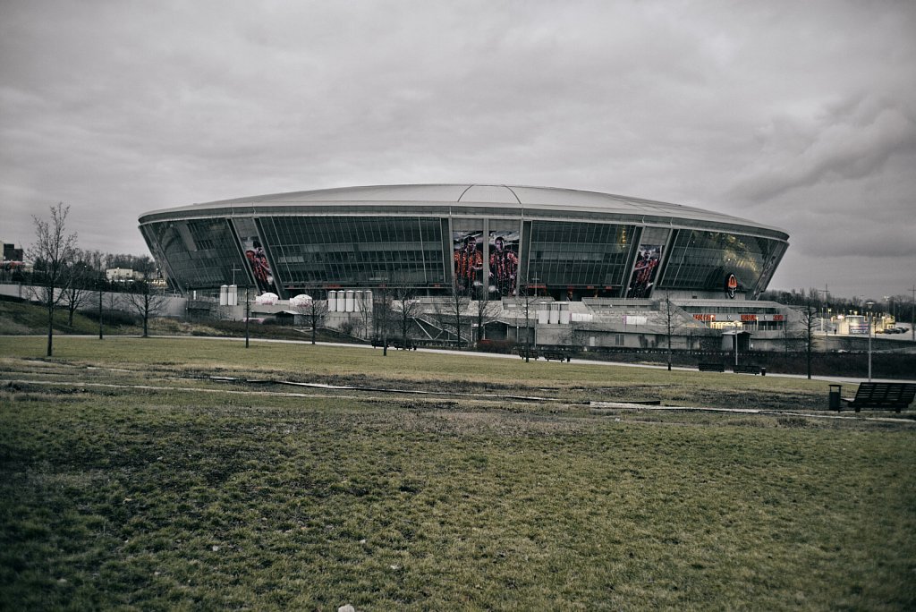 The orphaned stadium of Shakhtar Donetsk. The football team has left for western Ukraine.