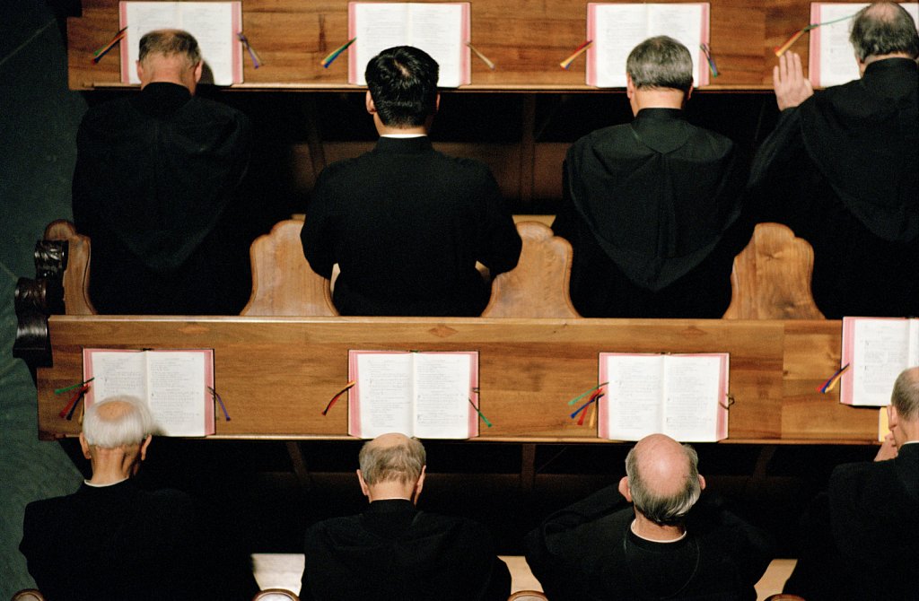 The evening prayer in the abbey church