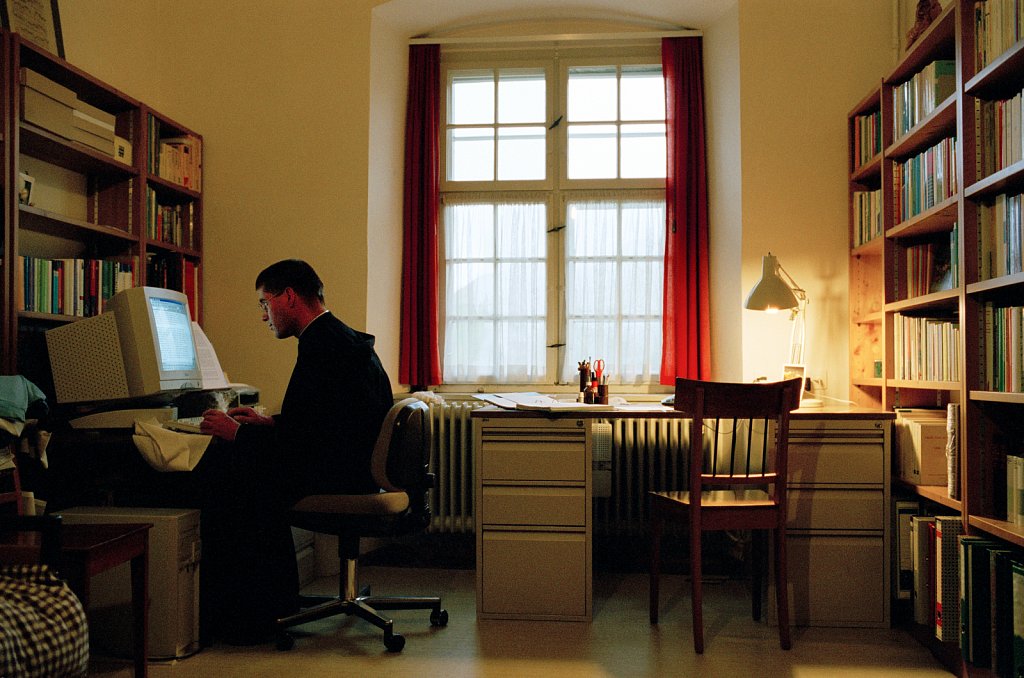 Father Patrick is head of the theological school and teacher of philosophy at the grammar school. He prepares the lessons in his monastery cell.